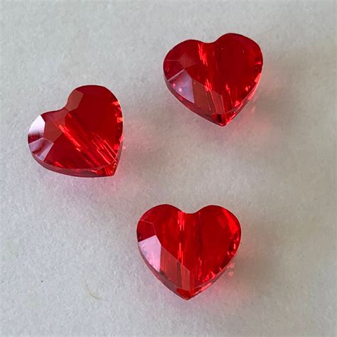 Swarovski Crystals 8mm Red Heart Crystal Beads Lt Siam Etsy