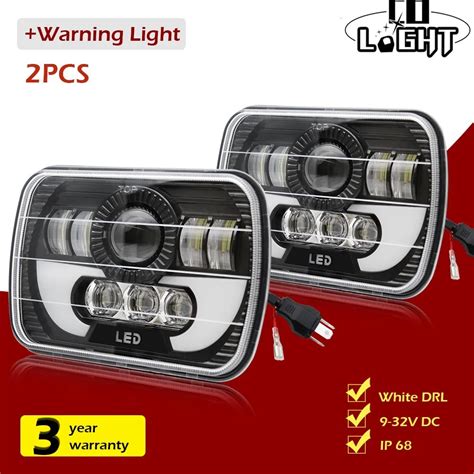 Co Light 7x6 5x7 Led Headlight Drl Sealed Beam For Jeep Cherokee Xj