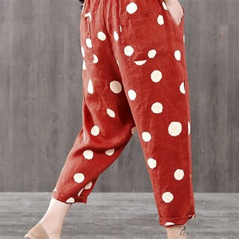 Elastic Waist Polka Dot Side Pockets Harlan Pants Td Mercado