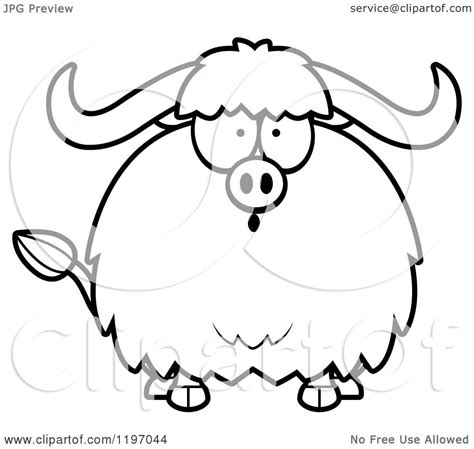 Cartoon Of A Black And White Surprised Chubby Ox Royalty Free Vector