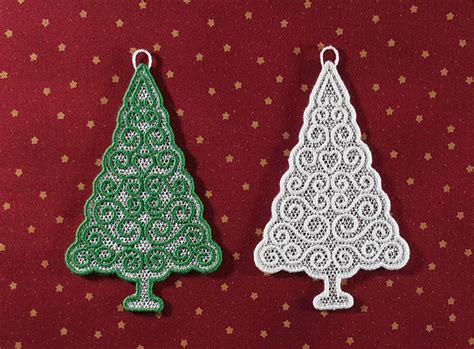 Fsl Christmas Tree Lace Fsl Machine Embroidery Designs Fsl Etsy