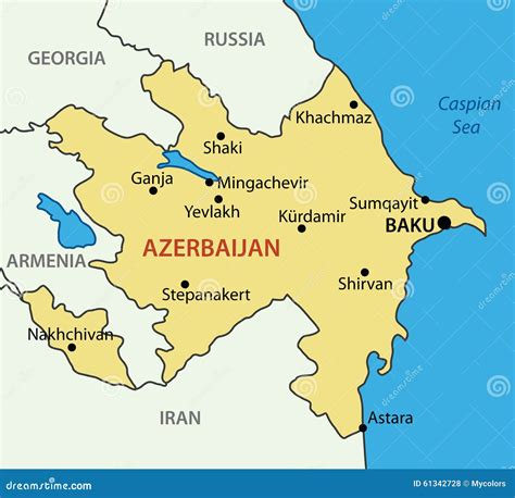 Republic Of Azerbaijan Map Vector Stock Vector Image 61342728