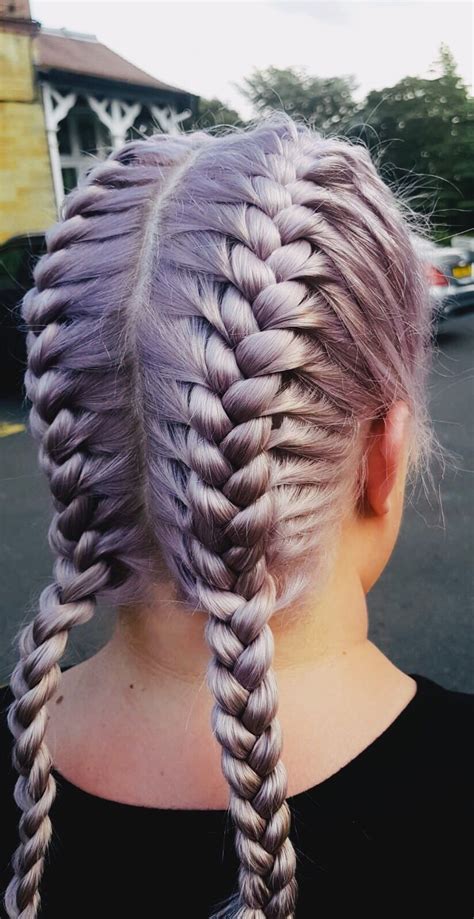 Metallic Purple Pastel Hair In French Plaits 💜 Plaits Hairstyles