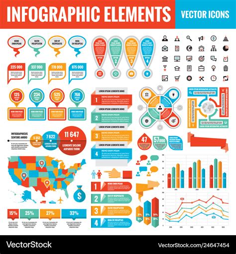 Infographic Elements Template Collection Vector Image