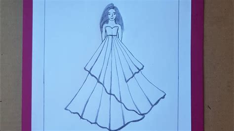 Very Easy Girl Drawing How To Draw A Girl With Beautiful Dress