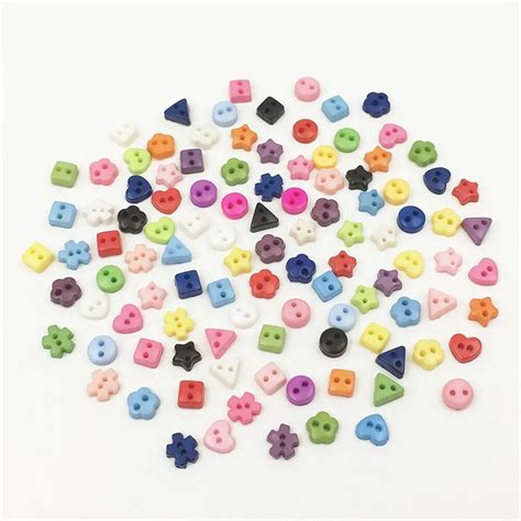 Tpsmoc 100pcs 6mm Mixed Mini Resin Tiny Buttons Craft Sewing Tools