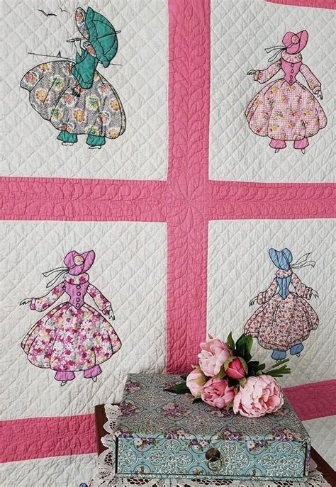 Master Quilter Vintage 30s Applique Southern Belle Pink And Cream Quilt