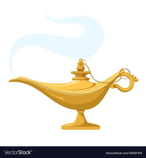Genie Lamp With Smoke Magic Antique Wish Aladdin Vector Image