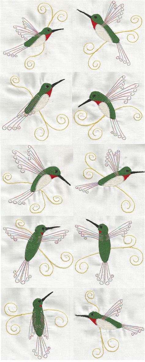 Machine Embroidery Designs Ruby Throated Hummingbirds Set