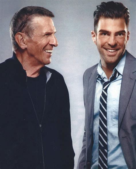 Leonard Nimoy And Zachary Quinto Old Spock And New Spock 8x10 Photo