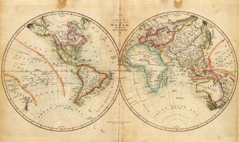 Vintage World Map 1820 Vintage World Maps Stretched Canvas Prints Map