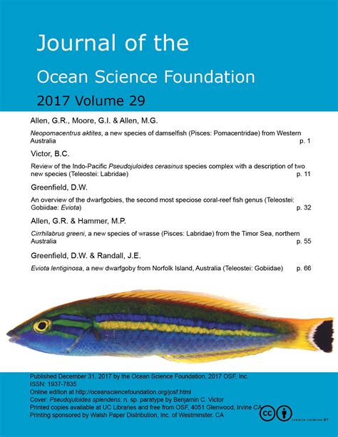 Journal Of The Ocean Science Foundation