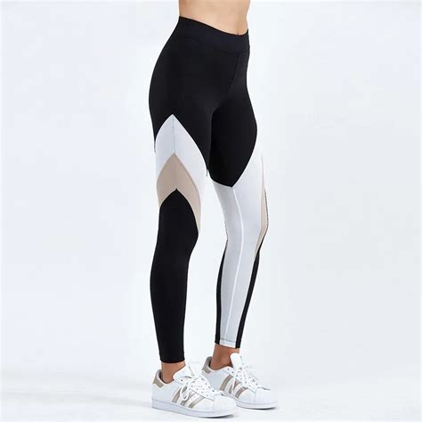 buy fashion patchwork workout pants high waist leggings fitness women sporting