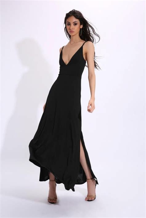 Black Plunge Front Maxi Dress Maxi Dress Black Maxi Dress Dresses