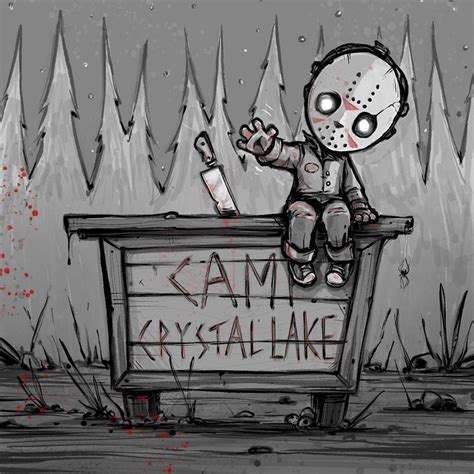 Camp Crystal Lake Horror Movie Art Jason Voorhees Art Horror Cartoon