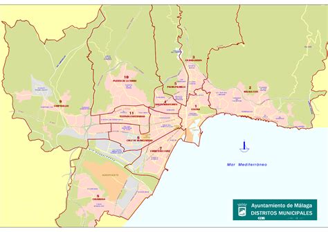 Mapa Distritos Municipales Málaga Ayuntamiento De Málaga