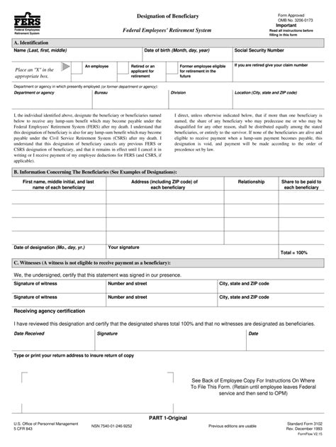 Opm Sf 3102 1993 Fill And Sign Printable Template Online Us Legal Forms