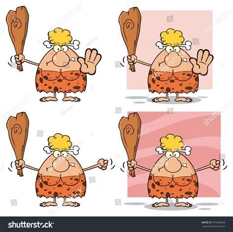 Blonde Cave Woman Cartoon Mascot Character Stock Illustration 473449828