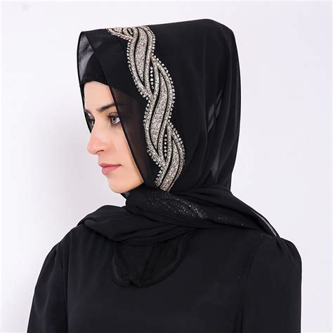 foulard hijab en mousseline de soie pour femmes musulmanes de malaisie foulard à paillettes