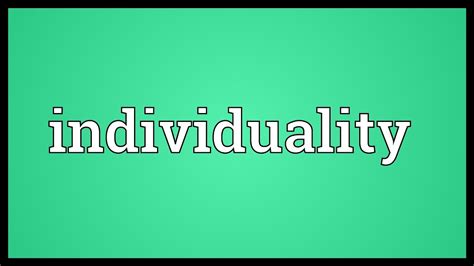 Individuality Meaning Youtube