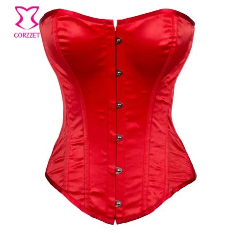 Simple And Sexy Satin Red Corset Overbust Gothic Bustier Crop Top