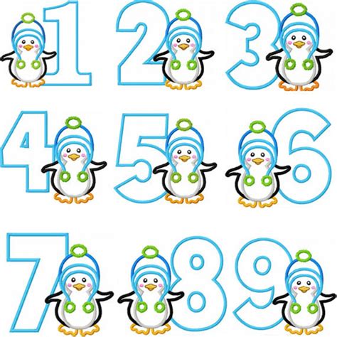 Instant Download Penguin Numbers 1 9 Applique Machine Etsy