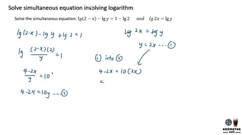 Solve Simultaneous Equation Involving Logarithms Youtube