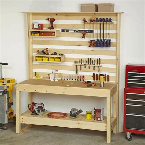 Workbench With Wall Storage Woodworking Plan From Wood Magazine