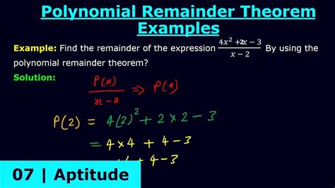 Polynomial Remainder Theorem Examples Youtube