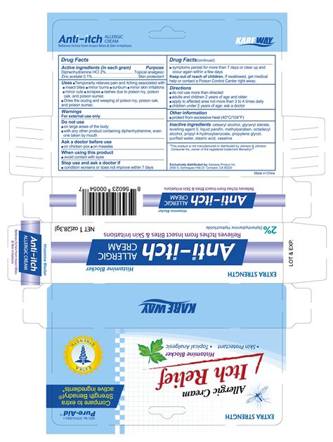 Dailymed Anti Itch Diphenhydramine Hcl Zinc Acetate Cream