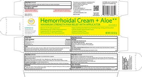 signature care hemorrhoidal cream with applicator phenylephrine hydrochloride pramoxine