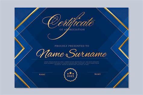 Free Vector Blue And Golden Certificate Template