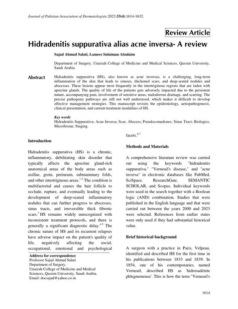 Pdf Hidradenitis Suppurativa Alias Acne Inversa A Review