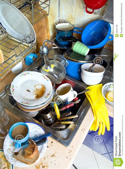 Teabag in the kitchen sink. Dirty Kitchen Unwashed Dishes Royalty Free Stock Images ...