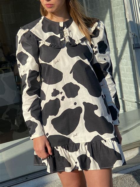 Lisa Says Gah Diana Frock Mini Dress Blackivory Cow