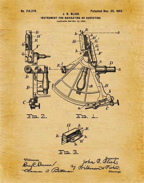 1902 sextant patent print ship navigation poster nautical etsy
