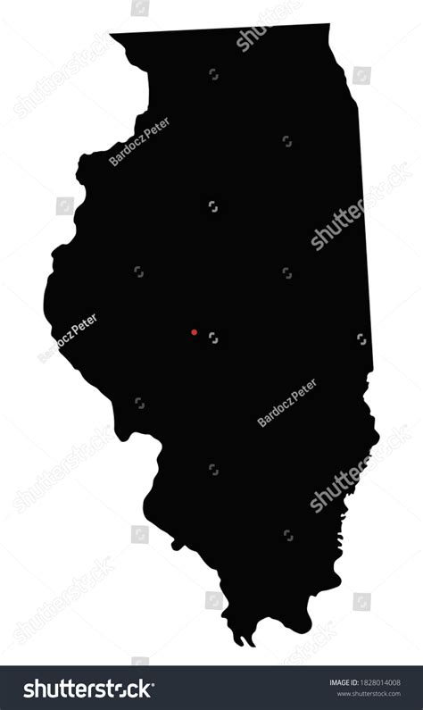 Mapa De Illinois Silhouette Altamente Detallado Vector De Stock