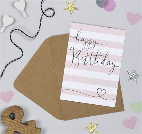 Happy Heart Candy Stripe Birthday Card By Michelle Fiedler Design
