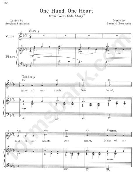 Gina Sanders One Hand One Heart West Side Story Sheet Music