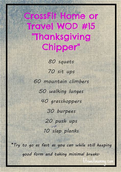 Crossfit Home Or Travel Wod 15 Aka Thanksgiving Chipper