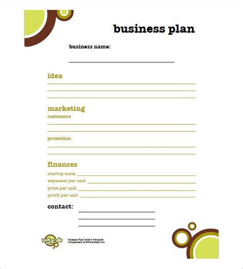 Simple Business Plan Template 20 Free Word Excel Pdf Format Download