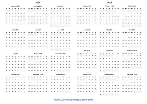 2024 And 2025 Two Year Calendar