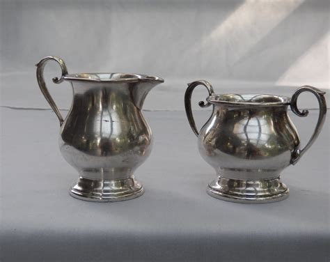 Antique Sheffield Silver Plated Hallowware Sugar And Creamer Serving