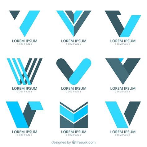 Premium Vector Abstract Logos Collection Of Letter V In Flat Design