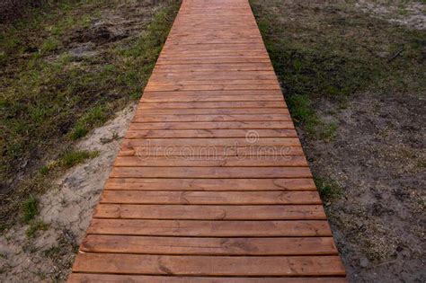 Wooden Boardwalk Walking Path In The Yard Stock Photo Image Of
