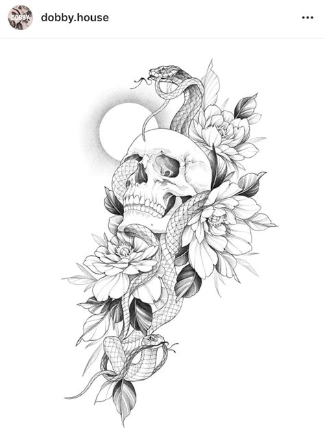 Snake Rose Tattoo Stencil