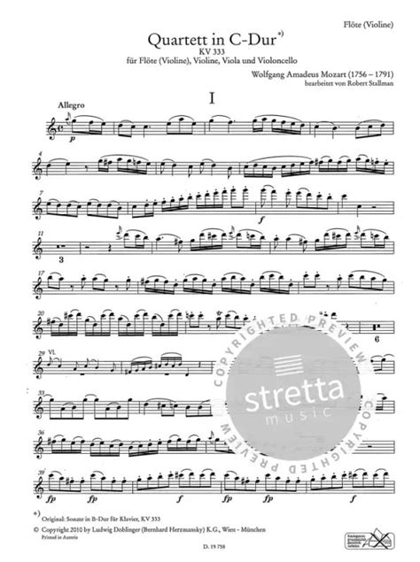 Quartett In C Dur Von Wolfgang Amadeus Mozart Im Stretta Noten Shop