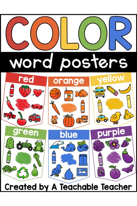 Color Word Posters A Teachable Teacher