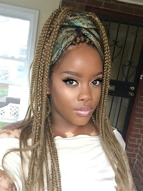 Poetic justice braids #blondeboxbraids #headwrap #blackhair #
