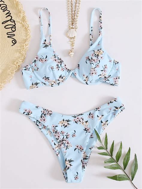 Floral Underwire Bikini Swimsuit Shein Usa Bikinis Underwire